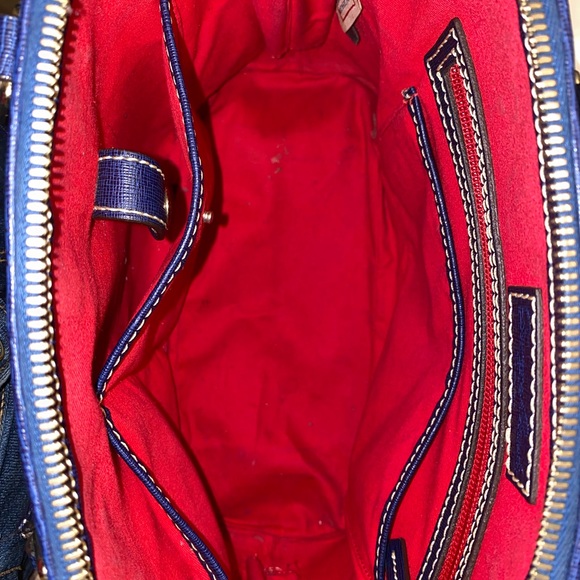 Navy blue satchel style Dooney and Bourke dome shaped purse with wallet - Picture 3 of 3